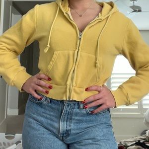 yellow cropped pacsun zip up hoodie